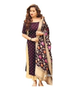 Maroon Banarasi silk suit material