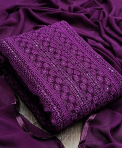 Georgette Lucknowi Chiply Work purple