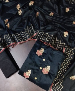 Moder silk with full embroidery work suit material