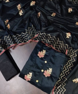 Moder silk with full embroidery work suit material