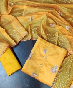 Moder silk with full embroidery work suit material