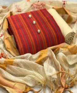 South cotton with banarasi printed dupatta suit material