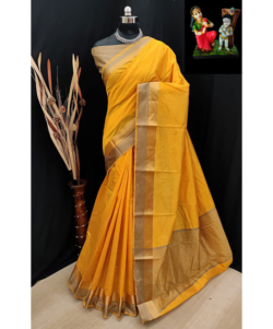 Khadi cotton saree with weaving golden jari border