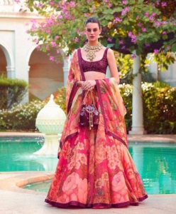 Sabyasachi Red Floral Lehenga