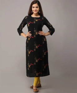 Women Printed Rayon Straight Kurta