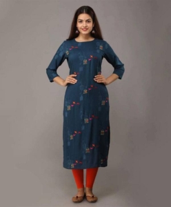 Women Printed Rayon Straight Kurta