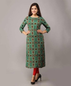 Women Printed Rayon Straight Kurta