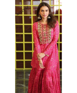 Sharara set with knee length kurti