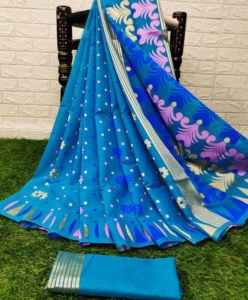 Colourful Beautiful Jacquard Work Saree With Rich Pallu