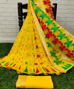 Colourful Beautiful Jacquard Work Saree With Rich Pallu