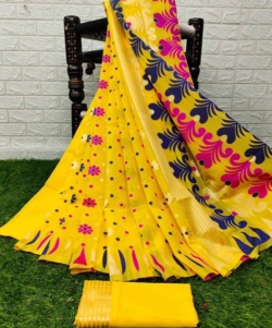 Colourful Beautiful Jacquard Work Saree With Rich Pallu