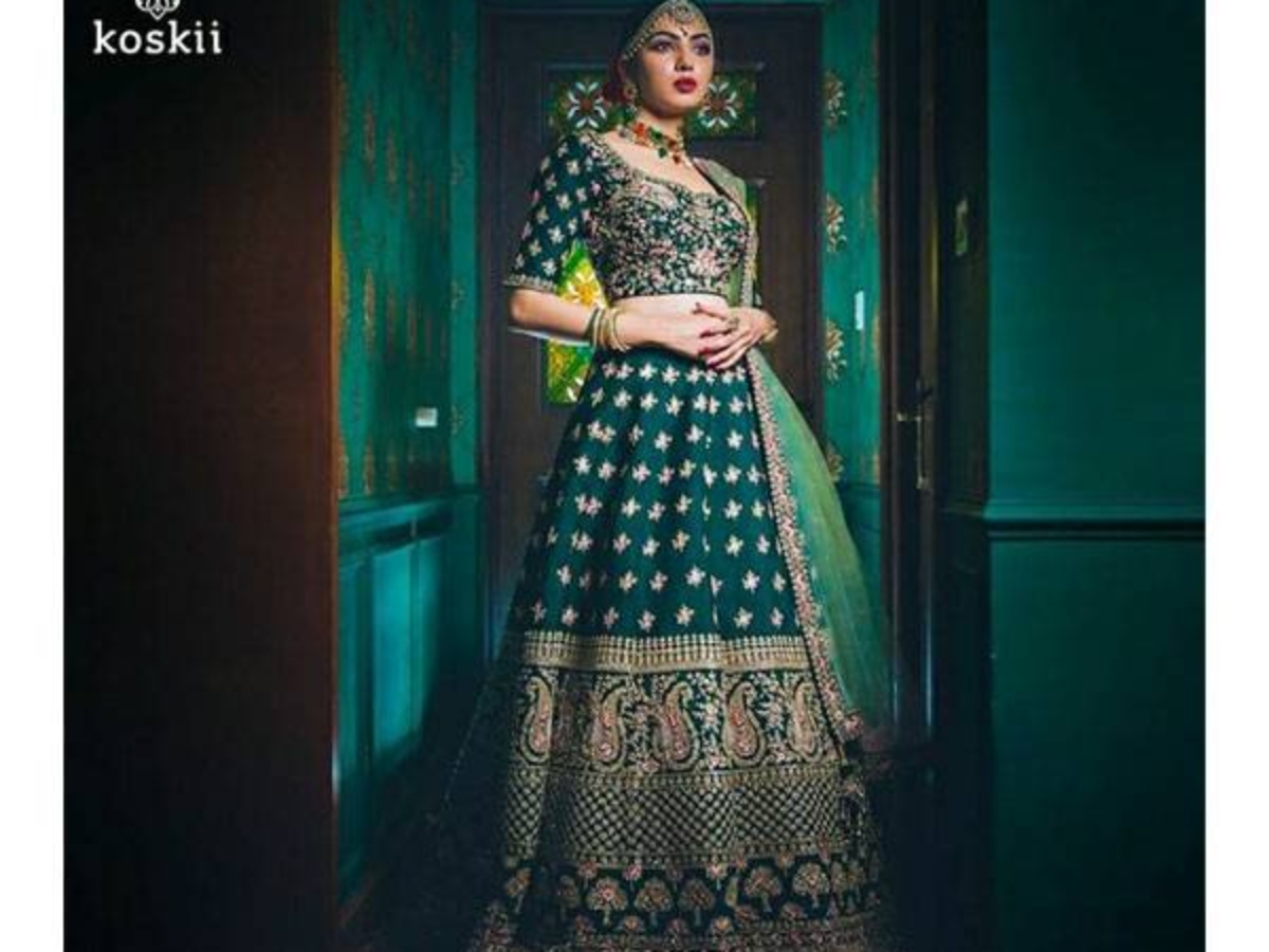 Dulhan Lehenga Choli Wedding Lehenga Choli Dark green