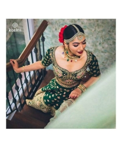 Dulhan Lehenga Choli, Wedding Lehenga Choli (Dark green)