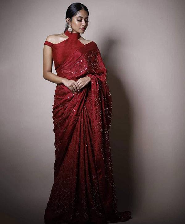 Chiffon Thread Work Saree with blouse piece... – Tanisha's Boutique