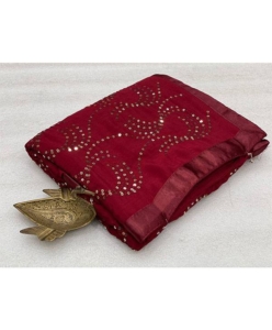 silk chiffon saree with embroidery thread work