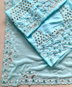 Organza Saree with Sequins Work