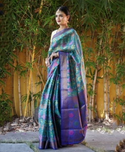 Soft organza saree with rich zari woven pallu and rich zari woven border