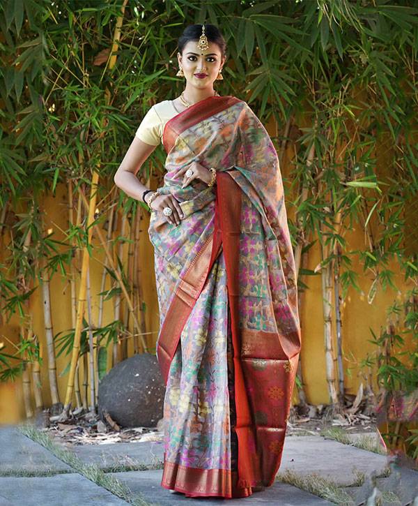 Buy Latest Organza Silk Sarees Online | Singhania's