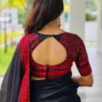 Beautiful Black Color Vichitra Silk Saree with Red Sequence Work