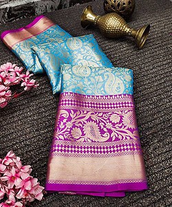 Banarasi Silk saree With Beautiful Gold Zari Weaving With Rich Pallu