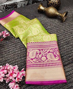 Banarasi Silk saree With Beautiful Gold Zari Weaving With Rich Pallu