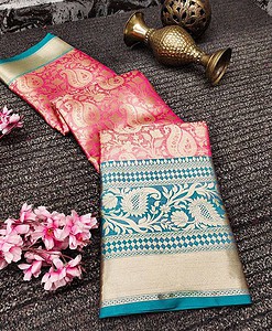 Banarasi Silk saree With Beautiful Gold Zari Weaving With Rich Pallu