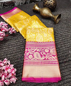 Banarasi Silk saree With Beautiful Gold Zari Weaving With Rich Pallu