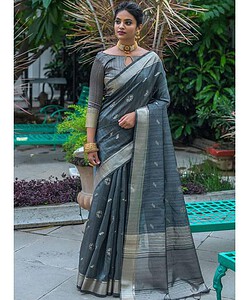 Tussar Silk Saree grey