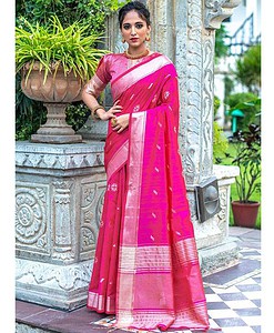 Tussar Silk Saree pink buy online uttar pradesh