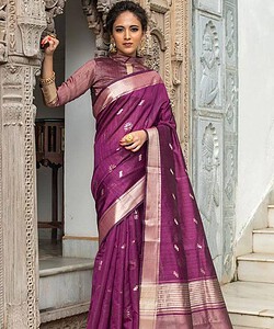 Tussar Silk Saree purple buy online