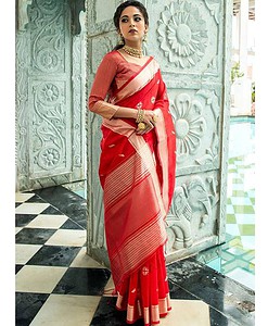 Tussar Silk Saree red buy online in ballia