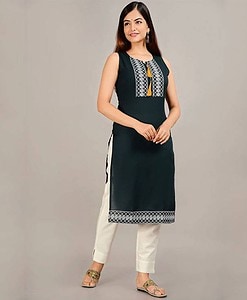 14kg rayon fabric long-cut kurti with printed work