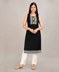 14kg rayon fabric long-cut kurti with printed work