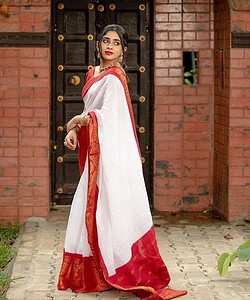Lichi silk banarasi Saree with beautiful designs all over the saree border