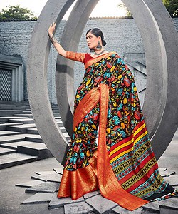 Pure Silk With Weaving Border Sarees / Digital Print Saree