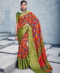 Pure Silk With Weaving Border Sarees / Digital Print Saree