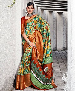 Pure Silk With Weaving Border Sarees / Digital Print Saree