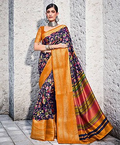 Pure Silk With Weaving Border Sarees / Digital Print Saree