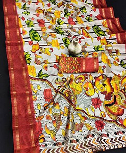 Pure Silk With Weaving Border Sarees - Digital Print Wedding Saree