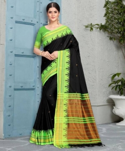 Pure Silk Cotton Saree (Temple paithani)