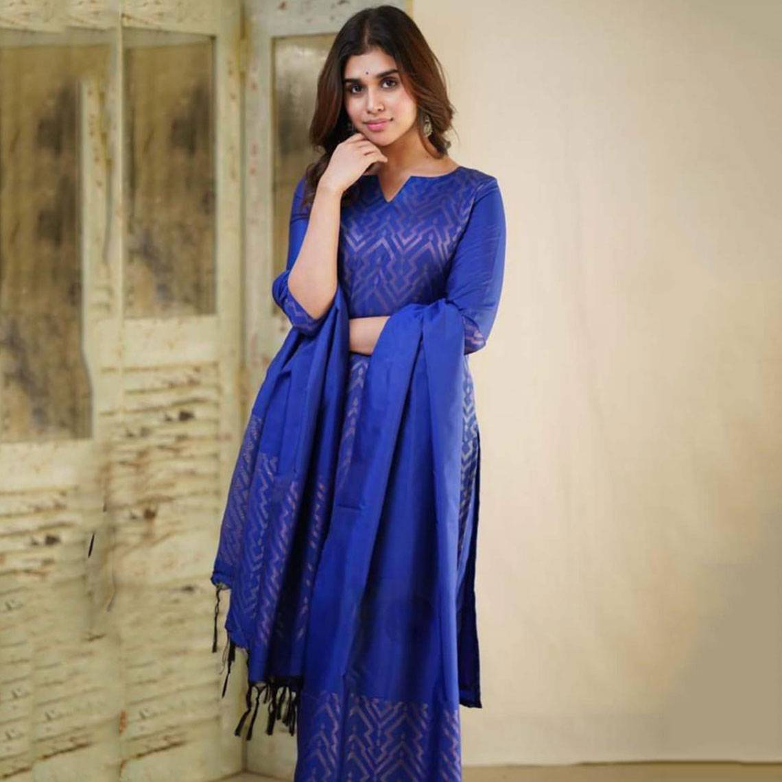 Peach Color Kurti Plazo Punjabi Suit Dupatta Set For Women – Ville Fashions
