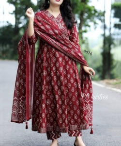 Full Kurta set Festival Launch Embroidery For Red Lovers 3 Piece Kurti pent with Full Dupatta Sets