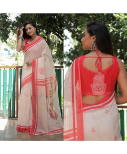 Devika Pure Linen Saree with Blouse Piece