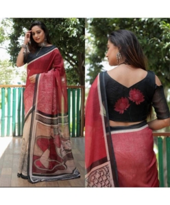 Devika Pure Linen Saree with Blouse Piece