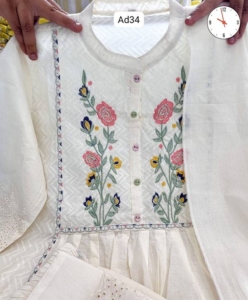 Makhmal Mulmul Chikankari Gown