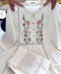 Makhmal Mulmul Chikankari Gown