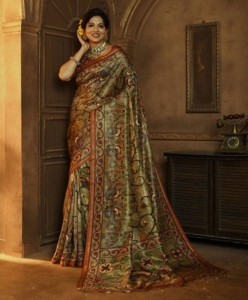 Tussar saree with kalamkari print