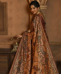 Tussar saree with kalamkari print