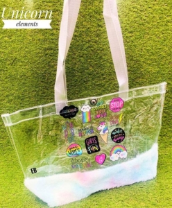 Unicorn transparent pvc fur totes shop online