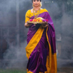 Banarasi Silk Saree With Yellow Color Blouse Golden Zari Work